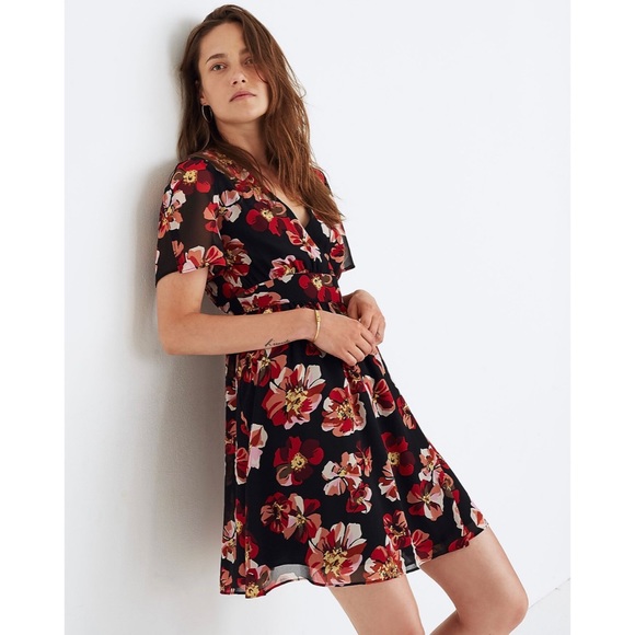 Madewell Dresses & Skirts - MADEWELL Black Floral Mini Dress